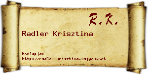 Radler Krisztina névjegykártya